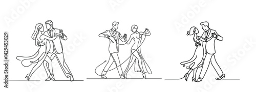Elegant dancers performing together in a minimalistic style  