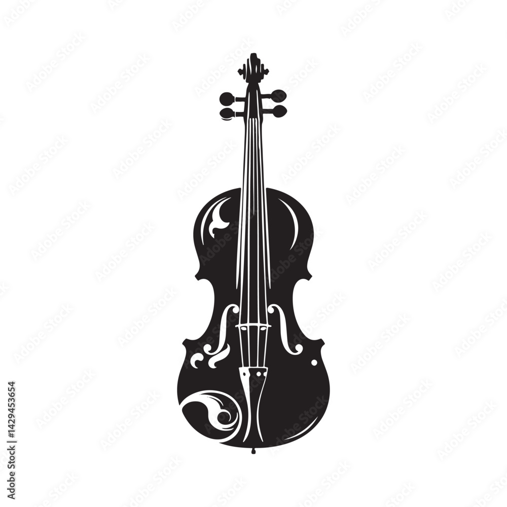 Fototapeta premium Harmonious Elegance: A Refined Collection of Viola Vector Silhouettes Celebrating the Rich Sound, Graceful Form, and Timeless Beauty of This Iconic Stringed Orchestral Instrument.