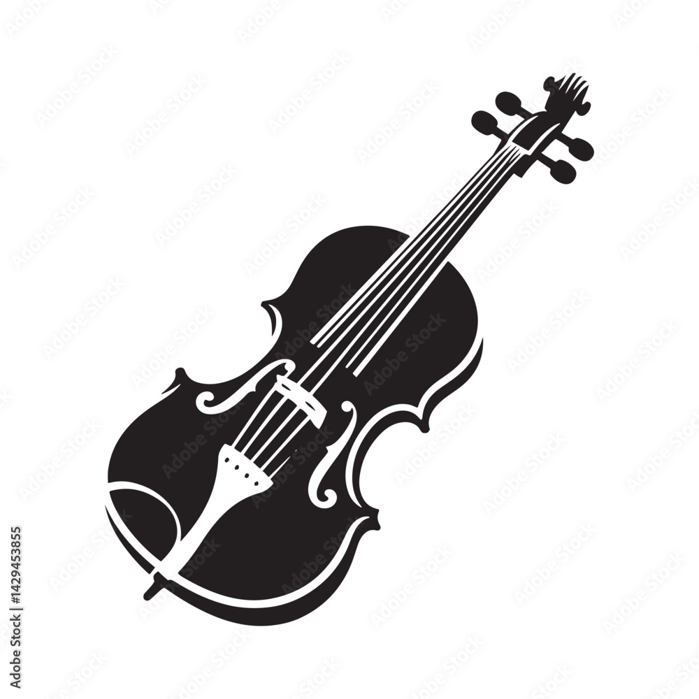 Obraz premium Harmonious Elegance: A Refined Collection of Viola Vector Silhouettes Celebrating the Rich Sound, Graceful Form, and Timeless Beauty of This Iconic Stringed Orchestral Instrument.