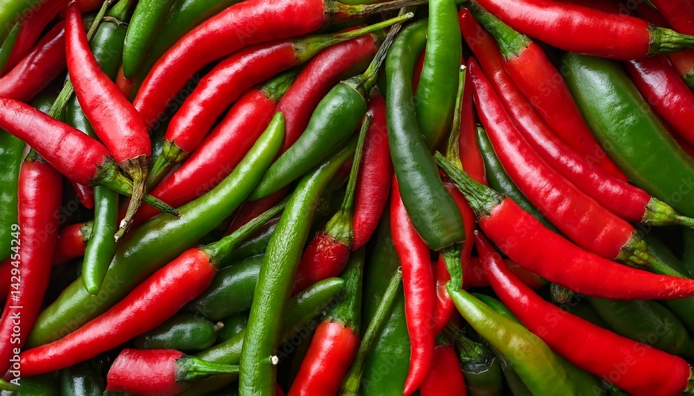 red and green hot peppers on whole background close up red and green hot peppers on whole background close up