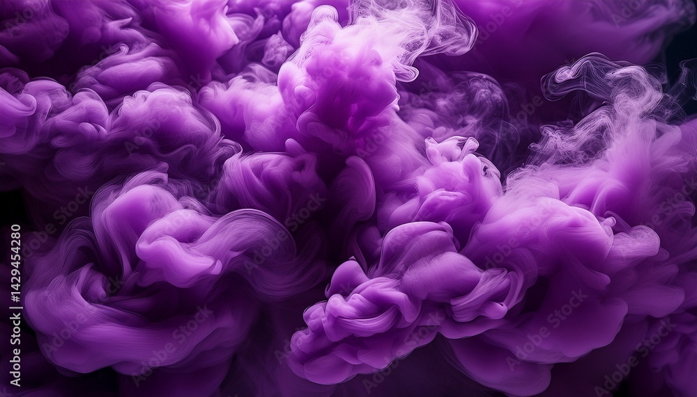 Fototapeta premium abstract background of chaotically mixing puffs of purple smoke on a dark background