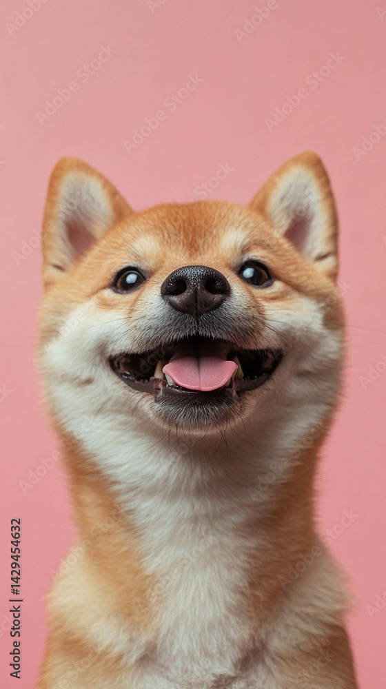 Happy smiling Shiba Inu dog isolated on a clean background symbolizes joy loyalty and the spirited nature of Japanese culture ideal for concepts of positivity independence and friendly energy