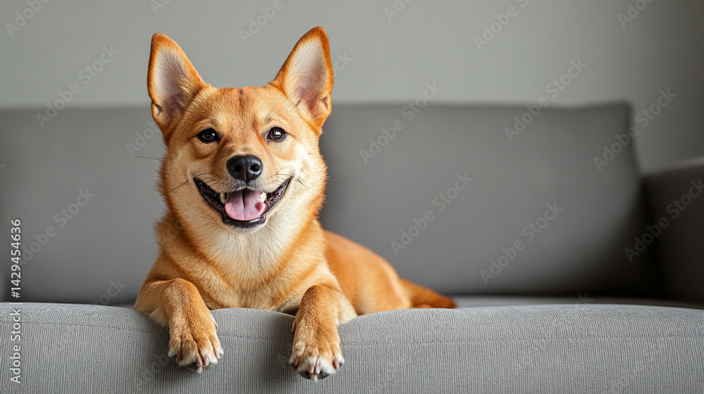 Happy smiling Shiba Inu dog isolated on a clean background symbolizes joy loyalty and the spirited nature of Japanese culture ideal for concepts of positivity independence and friendly energy