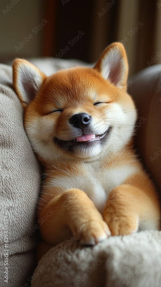 Happy smiling Shiba Inu dog isolated on a clean background symbolizes joy loyalty and the spirited nature of Japanese culture ideal for concepts of positivity independence and friendly energy
