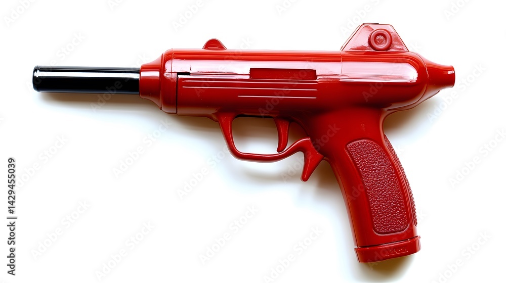Red toy gun with white background. Red toy gun with white background.