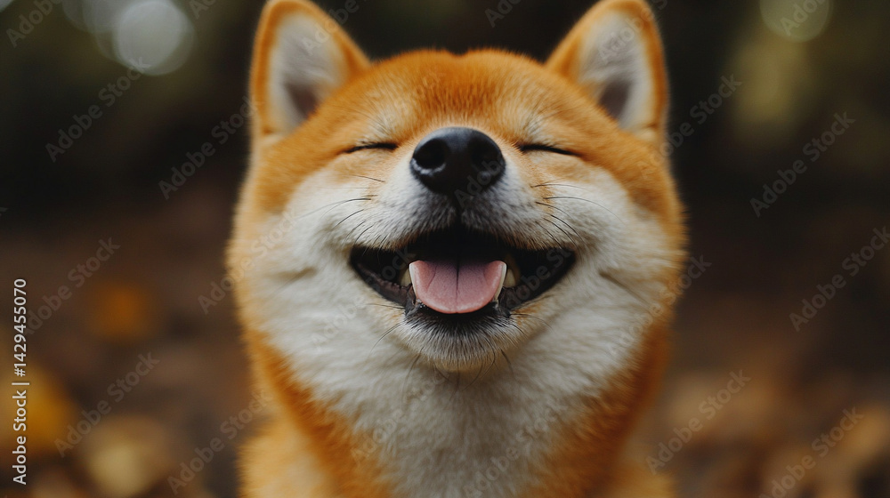 Happy smiling Shiba Inu dog isolated on a clean background symbolizes joy loyalty and the spirited nature of Japanese culture ideal for concepts of positivity independence and friendly energy