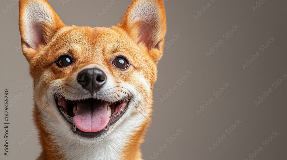 Happy smiling Shiba Inu dog isolated on a clean background symbolizes joy loyalty and the spirited nature of Japanese culture ideal for concepts of positivity independence and friendly energy