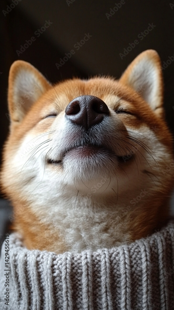 Happy smiling Shiba Inu dog isolated on a clean background symbolizes joy loyalty and the spirited nature of Japanese culture ideal for concepts of positivity independence and friendly energy