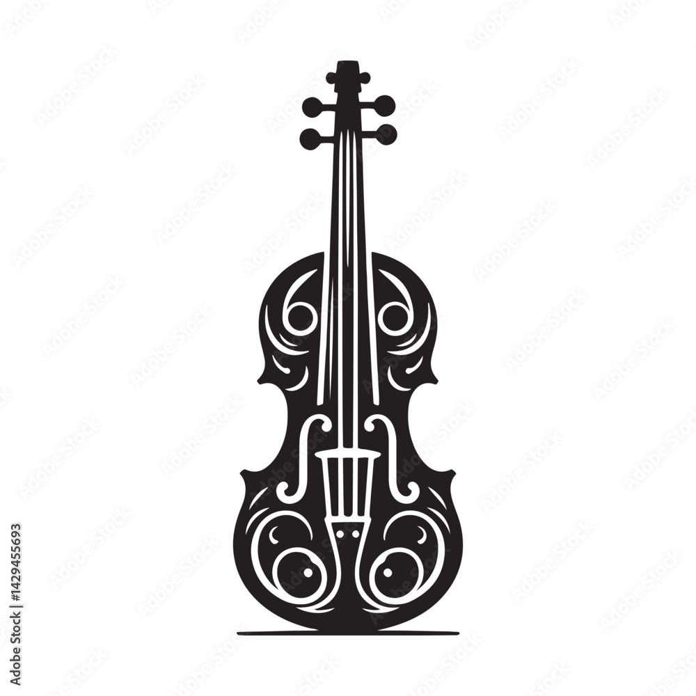 Fototapeta premium Strings of Mastery: A Captivating Collection of Violin Vector Silhouettes Celebrating the Timeless Elegance, Rich Sound, and Musical Power of This Iconic String Instrument.