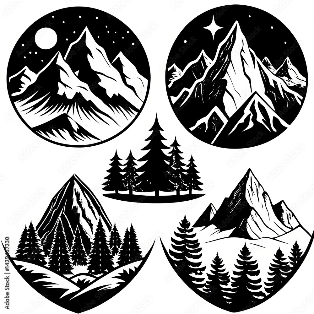 Obraz premium Diverse Mountain Silhouettes