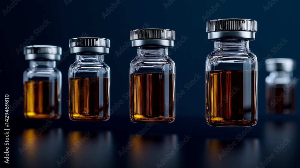 Medical Vials with Brown Liquid Medical Vials with Brown Liquid