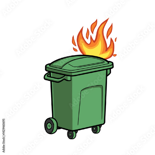 Flaming green trash can vector tustratien