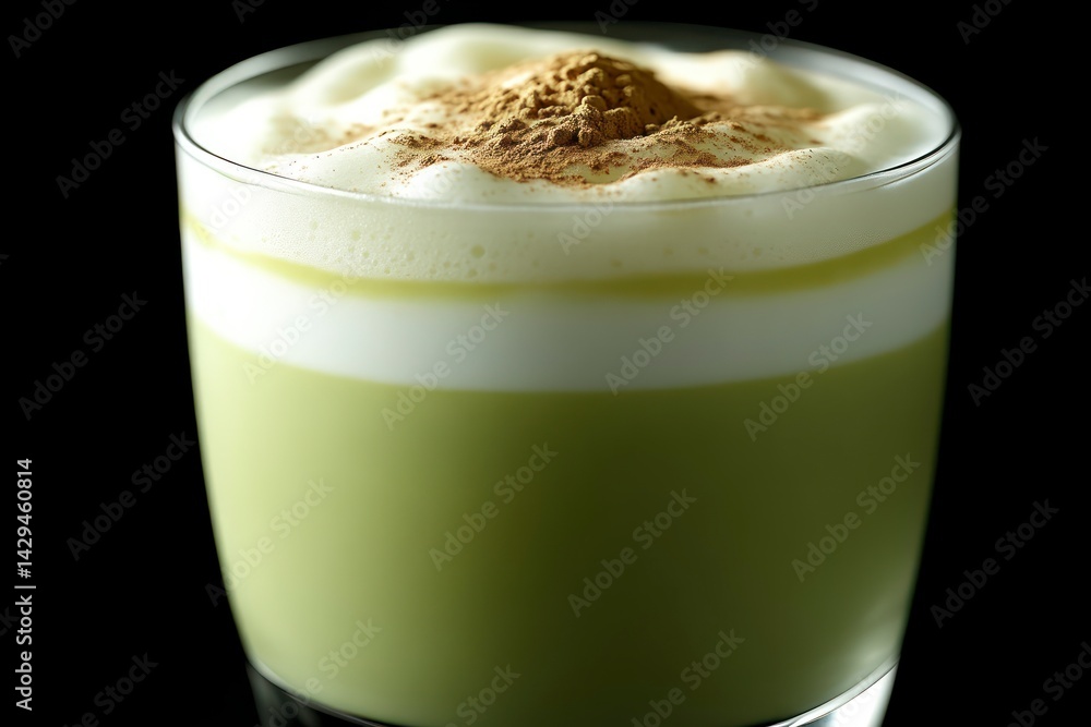 Refreshing Green Tea Latte with Frothy Top and Cinnamon Dust Perfect for Beverage Enthusiasts Refreshing Green Tea Latte with Frothy Top and Cinnamon Dust Perfect for Beverage Enthusiasts
