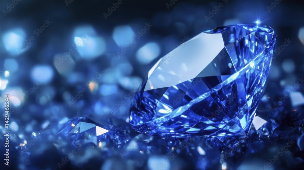 Blue Sapphire Diamond on Abstract Background. Generative AI Blue Sapphire Diamond on Abstract Background. Generative AI