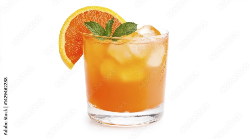 Alabama Slammer Cocktail Isolated on White Background. Generative AI Alabama Slammer Cocktail Isolated on White Background. Generative AI