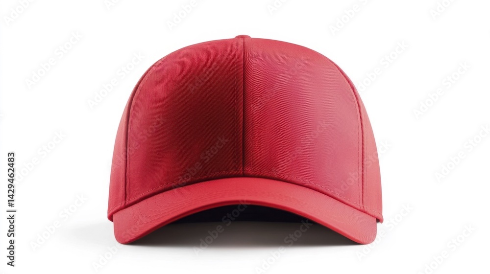 Fototapeta premium Red cap mockup isolated on white background. Generative AI
