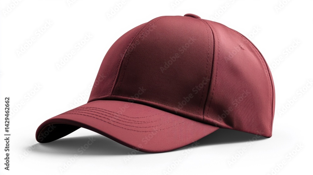 Fototapeta premium Maroon cap mockup isolated on white background. Generative AI
