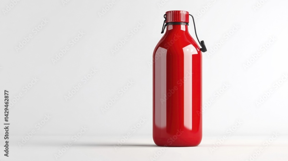 Obraz premium Red water bottle mockup isolated on white background. Generative AI
