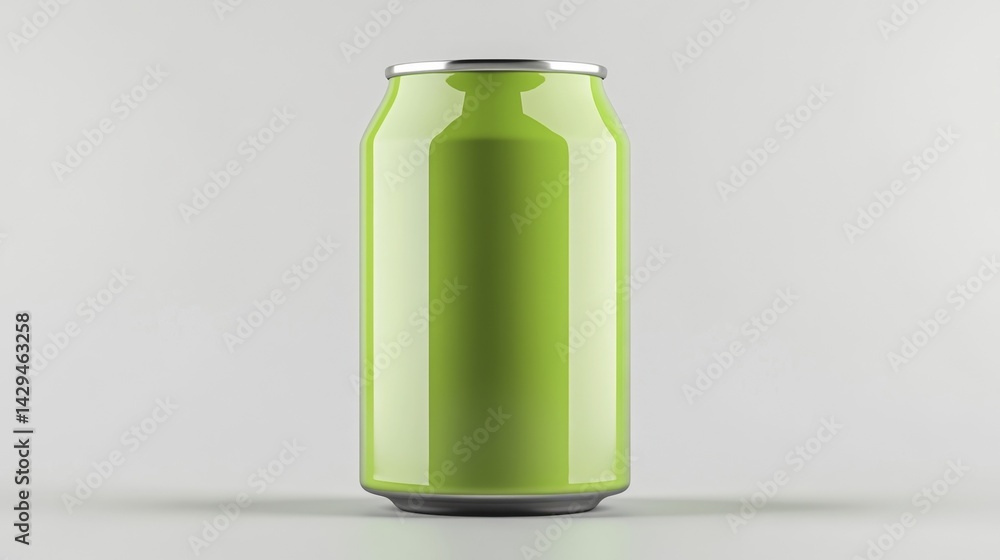Fototapeta premium Green can mockup isolated on white background. Generative AI