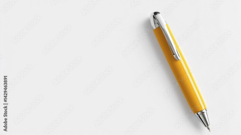 Yellow pen mockup isolated on white background. Generative AI Yellow pen mockup isolated on white background. Generative AI