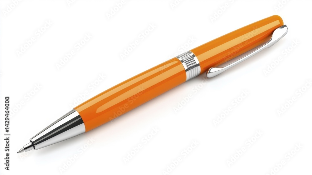 Tangerine pen mockup isolated on white background. Generative AI Tangerine pen mockup isolated on white background. Generative AI