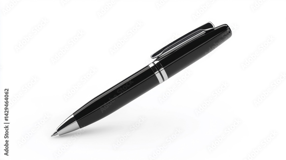 Black pen mockup isolated on white background. Generative AI Black pen mockup isolated on white background. Generative AI
