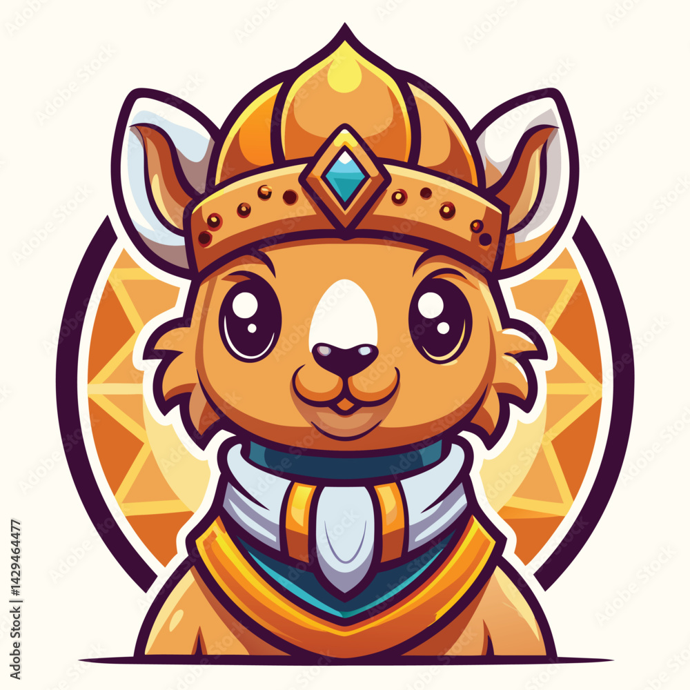 Obraz premium Adorable, regal, cartoon animal mascot