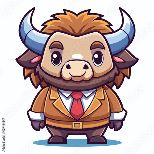 Cute Business Bull Cartoon