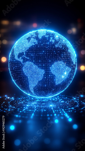 Obraz na płótnie Planet Earth wears large headphones against a blurred blank background symbolizing global streaming connectivity digital harmony and the universal reach of media in the modern digital age
w salonie