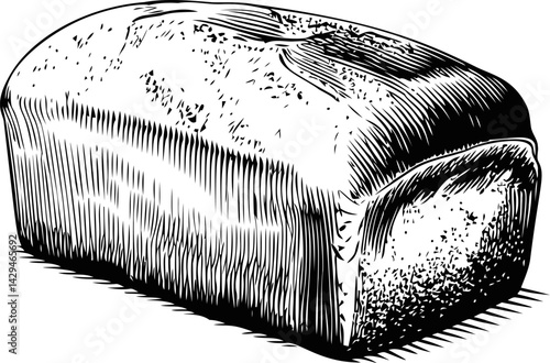 Vintage black and white illustration of a bread loaf in sketch style. Vector illustration