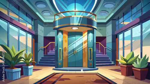 Very beautiful, Luxury lifestyle design. Modern interior design. Modern steel elevator. Stairs. Nobody inside.