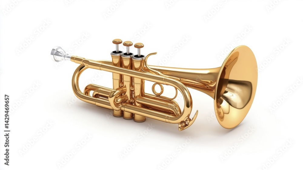 Obraz premium Brass trumpet isolated on white background. Generative AI