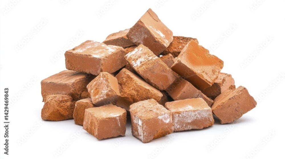 Pile of fire bricks isolated on white background. Generative AI Pile of fire bricks isolated on white background. Generative AI