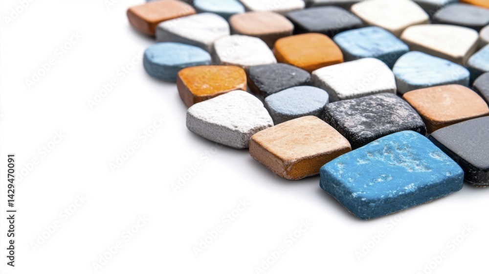Fototapeta premium Mosaic tiles isolated on white background. Generative AI