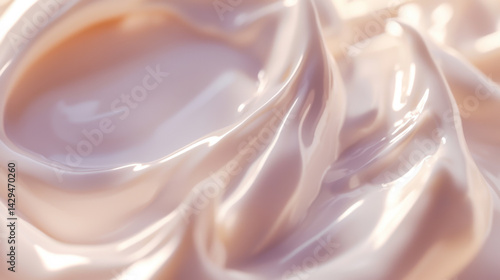 Obraz na płótnie Smooth creamy texture of a light pink cosmetic product captured close-up w salonie