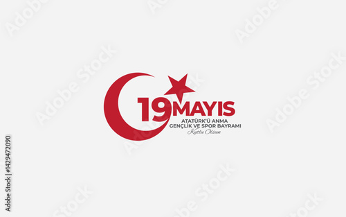 19 mayıs Atatürk'ü anma gençlik ve spor bayramı kutlu olsun tipografik tasarım. 
Translate: Happy 19 May Commemoration of Atatürk, Youth and Sports Day typographic design.