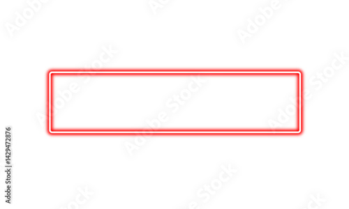Glowing red neon frame PNG isolated on transparent background. Futuristic rectangle light border, shiny electric frame design element for modern UI, digital banners, or tech-themed presentations
