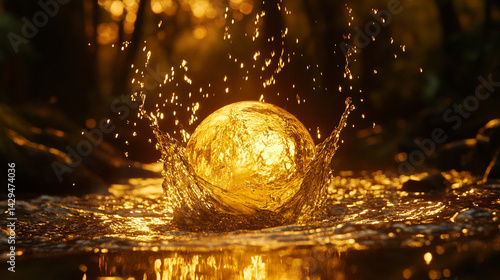 A dynamic splash of water forming a perfect sphere floats in bright light against a white background symbolizing purity energy life renewal and the uncontainable force of nature


