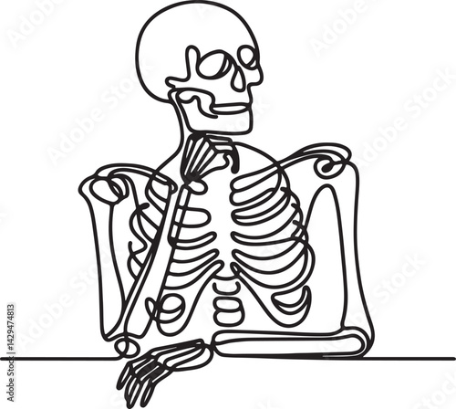 skeleton icon line drawing on clean white background