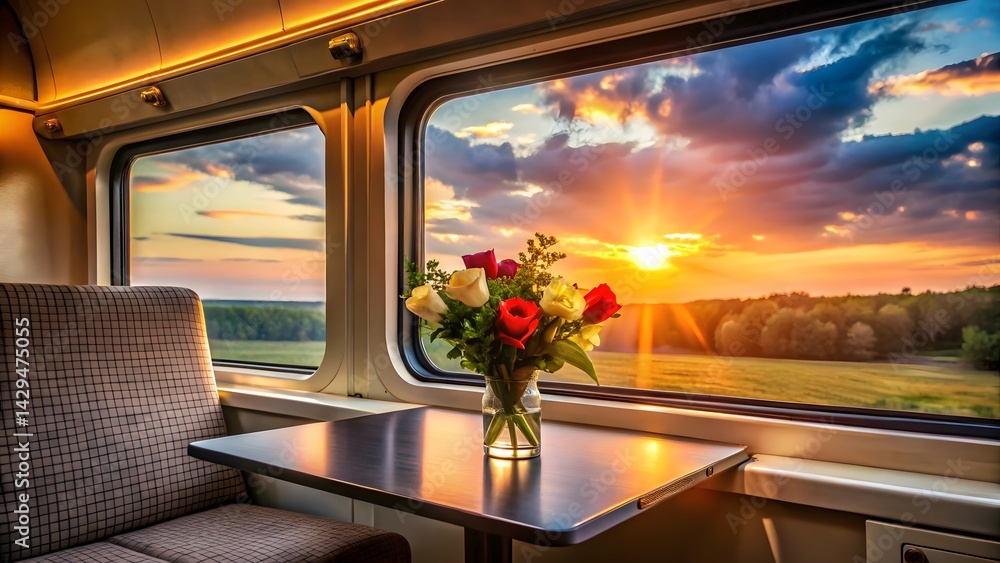 Sunset View from Train Cabin