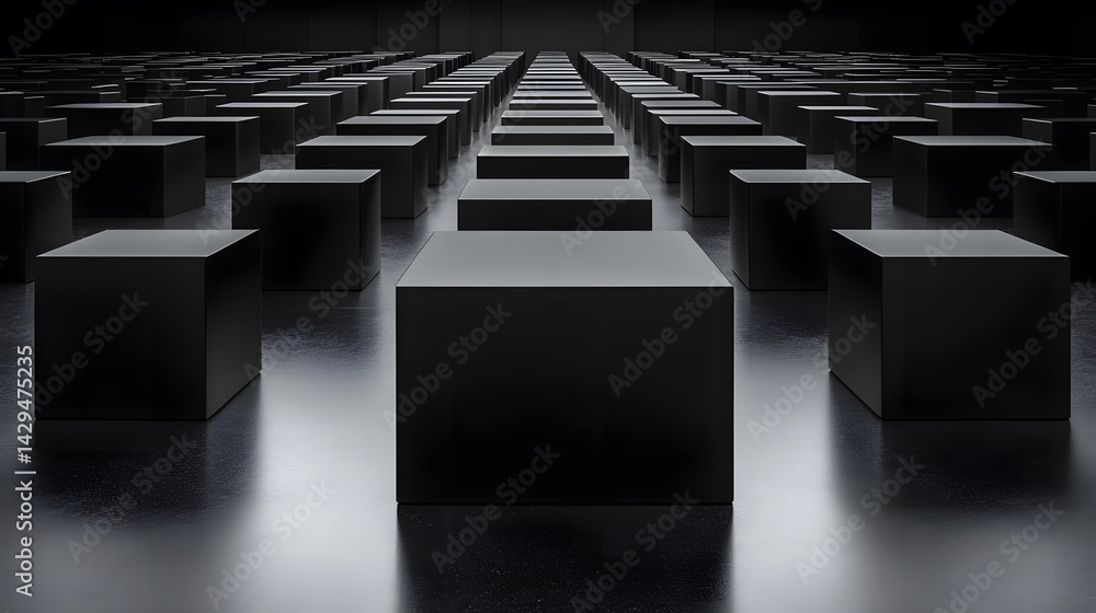 Fototapeta premium Abstract Dark Cubes Minimalist 3D Render