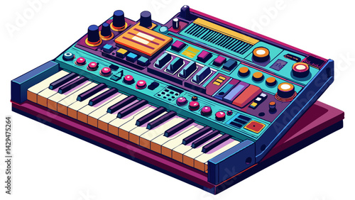 Very beautiful ,Modern synthesizer on white background