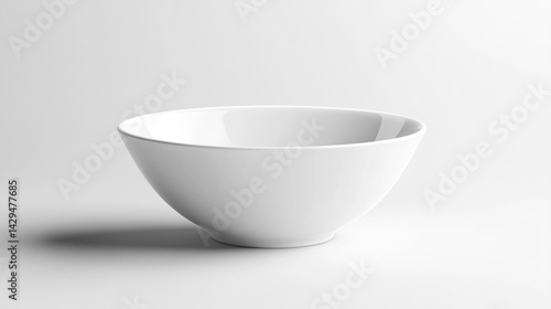 Obraz na płótnie White shiny porcelain bowl placed on a clean white surface symbolizes purity simplicity and modern minimalism perfect for product mockups culinary branding or lifestyle presentation
w salonie