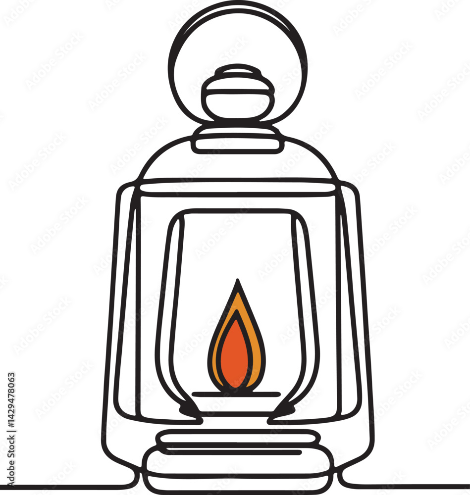 Lantern icon in modern one line drawing Lantern icon in modern one line drawing