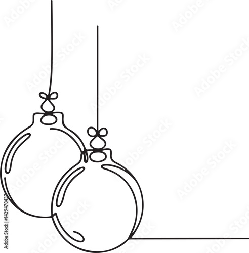 One line sketch of Christmas baubles icon