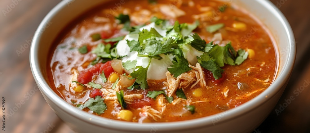 Hearty Chicken Soup with Fresh Ingredients and Toppings Hearty Chicken Soup with Fresh Ingredients and Toppings