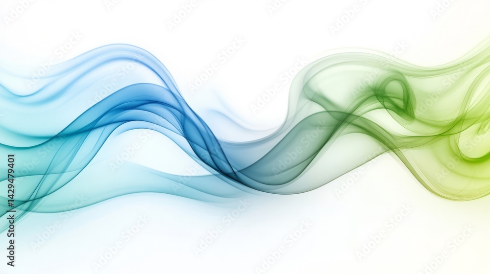 Abstract Blue and Green Flowing Smoke Waves Abstract Blue and Green Flowing Smoke Waves