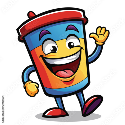 Cheerful colorful drink container character