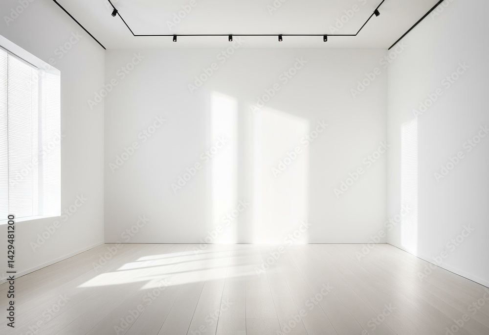 Obraz premium calm white room with warm accents and diffused shadow play