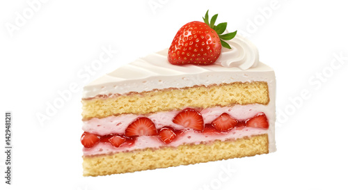 Wallpaper Mural Strawberry cake slice with cream layers isolated on transparent background Torontodigital.ca